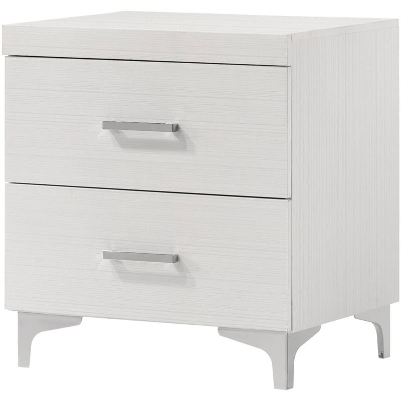 Pemberly Row Contemporary 2-Drawer Wood Nightstand in White Finish
