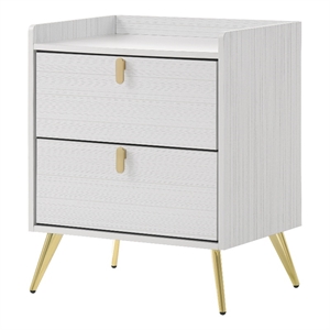 Pemberly Row Contemporary 2-Drawer Wood Nightstand in White Finish