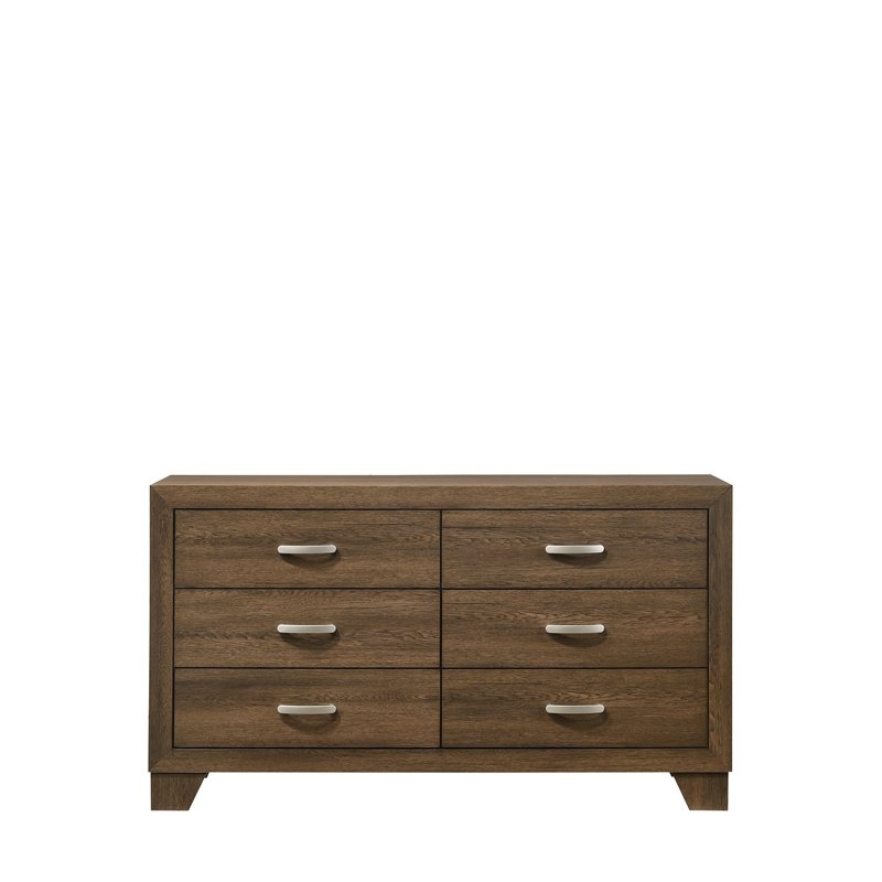 Pemberly Row Modern Composite Wood 6-Drawer Bedroom Dresser in Oak