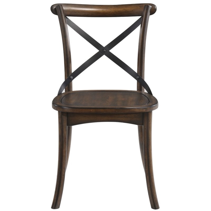 Pemberly Row Modern Wood Side Chair in Dark Oak and Black Set of 2