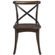 Pemberly Row Modern Wood Side Chair in Dark Oak and Black Set of 2