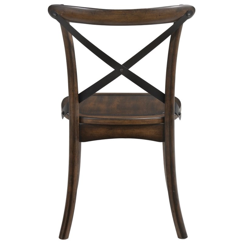 Pemberly Row Modern Wood Side Chair in Dark Oak and Black Set of 2