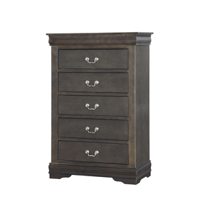 Pemberly Row Contemporary Chest with 5 Storage Drawers in Dark Gray