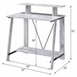 Pemberly Row Wood 2 Shelves Writing Desk in Antique White and Black