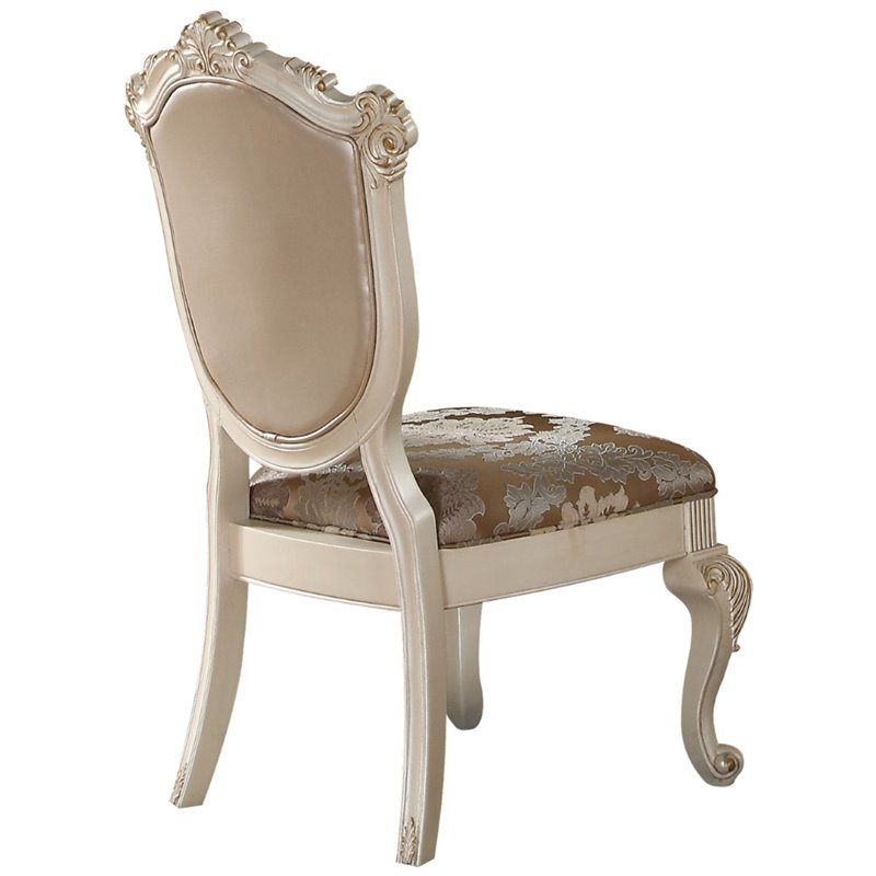 Pemberly Row Dining Side Chair in Rose Gold and Pearl White Set of 2