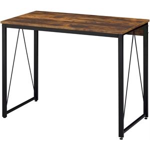 Pemberly Row Wood Rectangle Top Writing Desk in Weathered Oak and Black