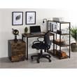 Pemberly Row Wood Rectangle Top Writing Desk in Weathered Oak and Black