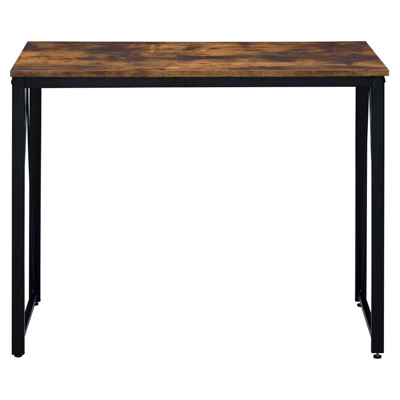 Pemberly Row Wood Rectangle Top Writing Desk in Weathered Oak and Black