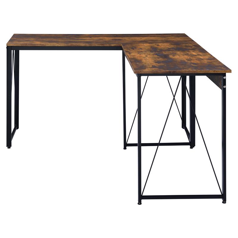 Pemberly Row Wood Rectangle Top Writing Desk in Weathered Oak and Black