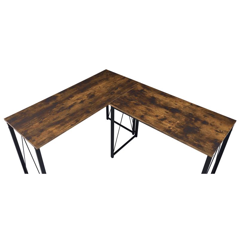Pemberly Row Wood Rectangle Top Writing Desk in Weathered Oak and Black
