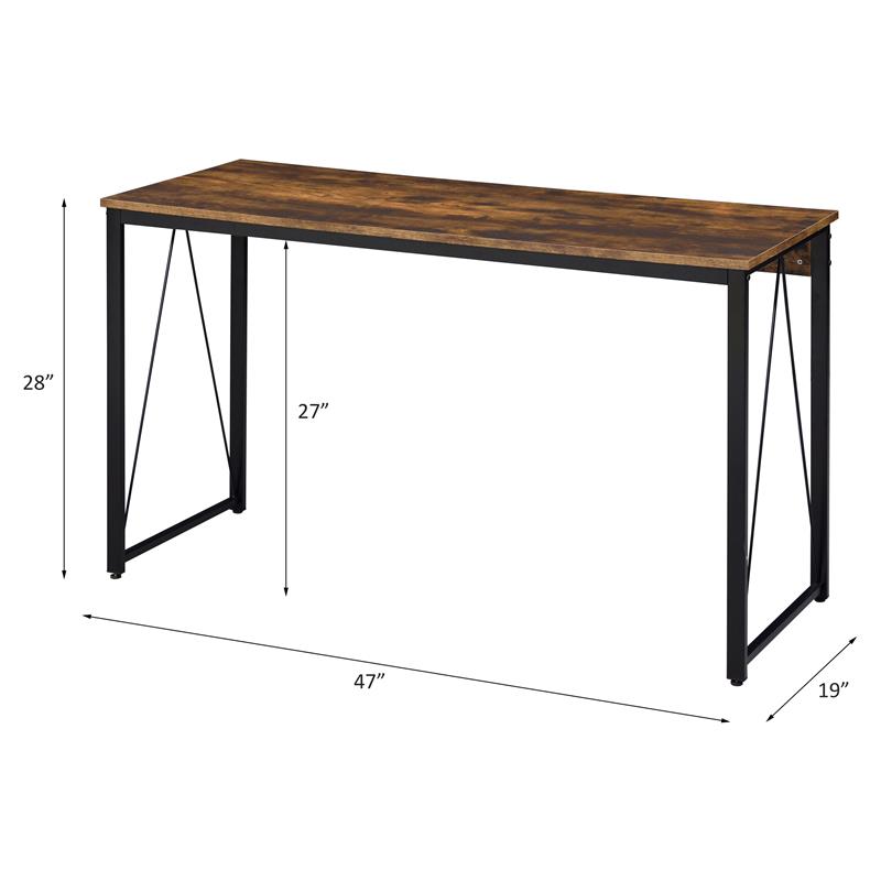 Pemberly Row Wood Rectangle Top Writing Desk in Weathered Oak and Black