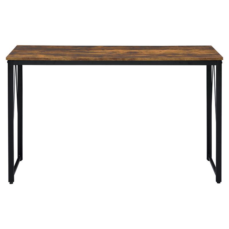 Pemberly Row Wood Rectangle Top Writing Desk in Weathered Oak and Black