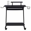 Pemberly Row Wood Top Gaming Table with Metal Frame and Casters in Black