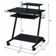 Pemberly Row Wood Top Gaming Table with Metal Frame and Casters in Black