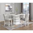 Pemberly Row Counter Chair in Gray Velvet and White High Gloss (Set of 2)