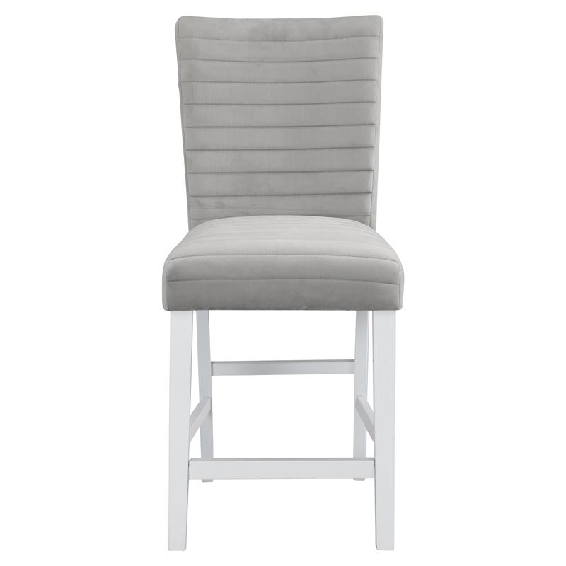 Pemberly Row Counter Chair in Gray Velvet and White High Gloss (Set of 2)