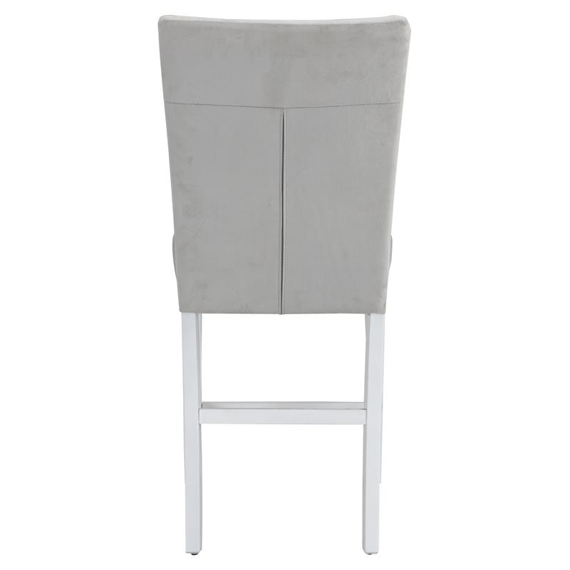 Pemberly Row Counter Chair in Gray Velvet and White High Gloss (Set of 2)