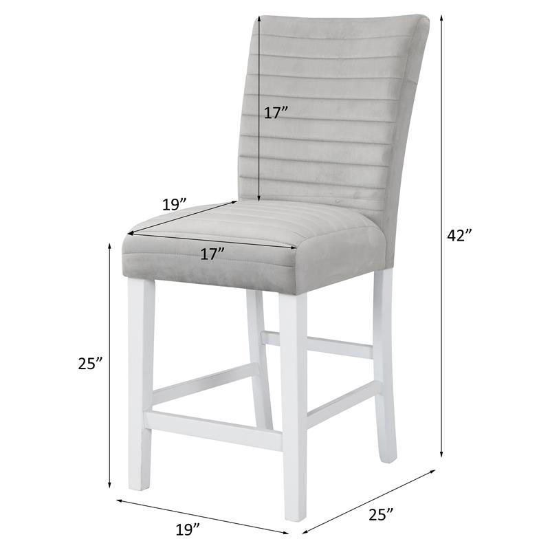 Pemberly Row Counter Chair in Gray Velvet and White High Gloss (Set of 2)
