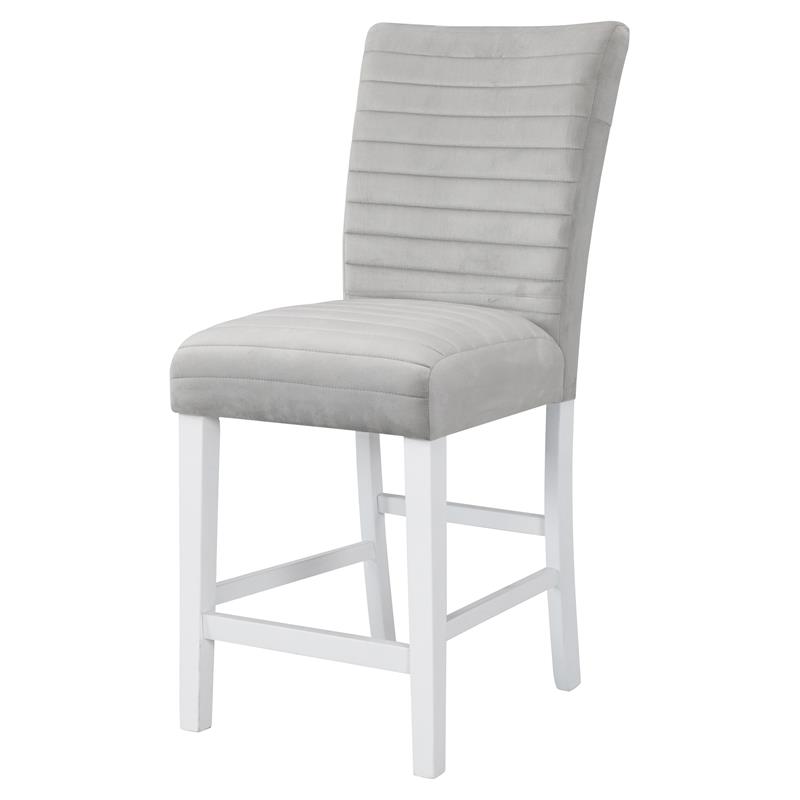 Pemberly Row Counter Chair in Gray Velvet and White High Gloss (Set of 2)