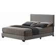Pemberly Row Fabric Upholstered Queen Bed with Nailhead Trim in Light Gray