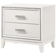 Pemberly Row Wood Rectangular 2-Drawer Nightstand with Silver Trim in White