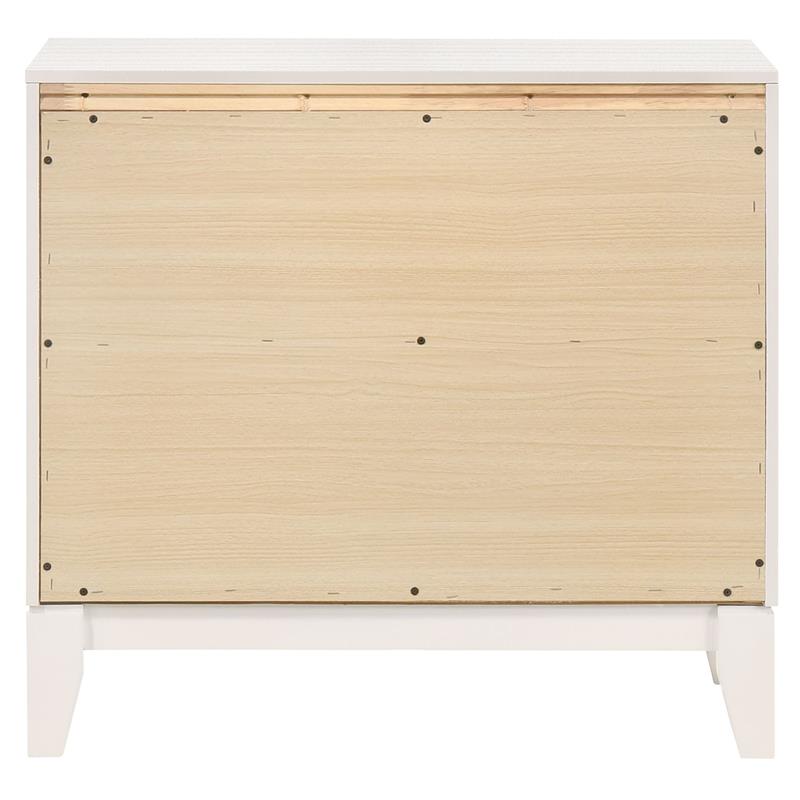 Pemberly Row Wood Rectangular 2-Drawer Nightstand with Silver Trim in White