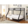 Pemberly Row Frame Twin over Queen Metal Bunk Bed with Ladder in Sandy Black