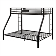 Pemberly Row Frame Twin over Queen Metal Bunk Bed with Ladder in Sandy Black