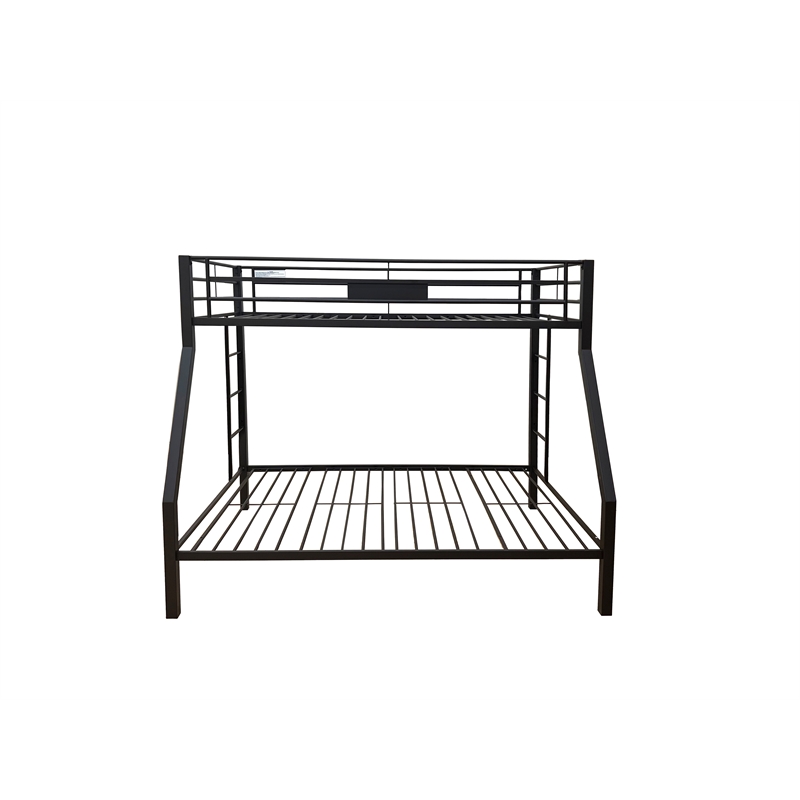 Pemberly Row Frame Twin over Queen Metal Bunk Bed with Ladder in Sandy Black
