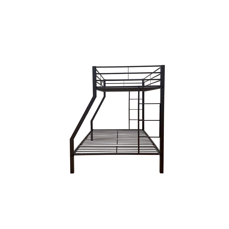 Pemberly Row Frame Twin over Queen Metal Bunk Bed with Ladder in Sandy Black