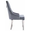 Pemberly Row Tufted Fabric Side Chair in Gray and Mirrored Silver (Set of 2)