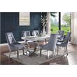 Pemberly Row Tufted Fabric Side Chair in Gray and Mirrored Silver (Set of 2)