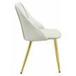 Pemberly Row Upholstery Side Chair in White Polyurethane and Gold (Set of 2)