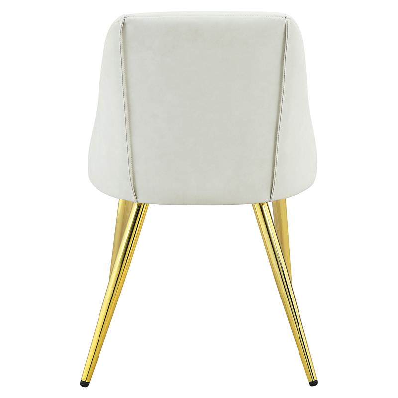 Pemberly Row Upholstery Side Chair in White Polyurethane and Gold (Set of 2)
