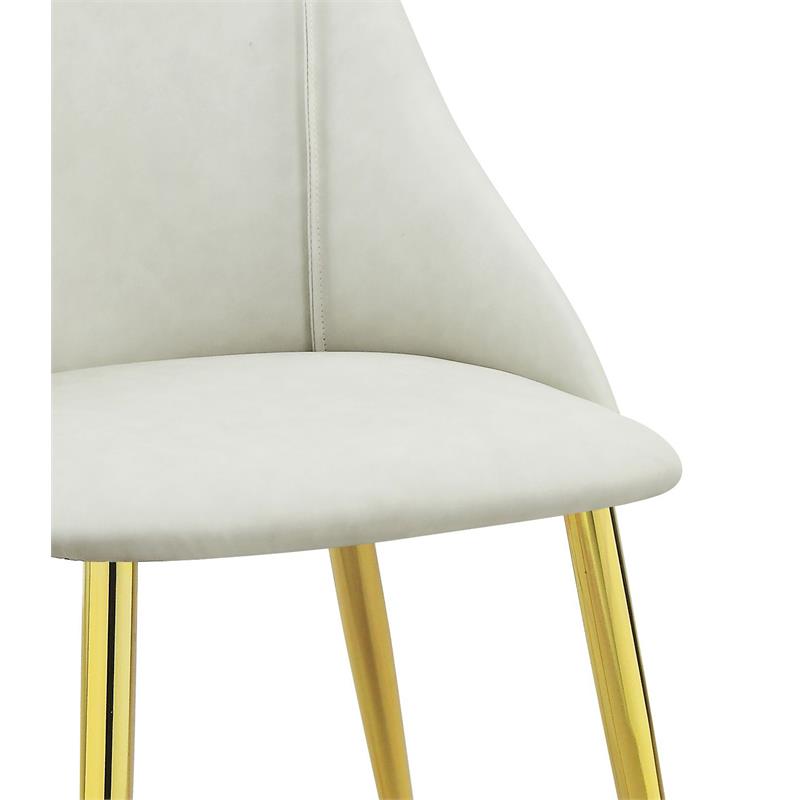 Pemberly Row Upholstery Side Chair in White Polyurethane and Gold (Set of 2)