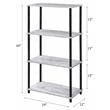Pemberly Row 4 Wood Shelves Rectangular Bookshelf in Antique White and Black