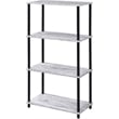 Pemberly Row 4 Wood Shelves Rectangular Bookshelf in Antique White and Black