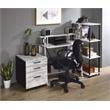 Pemberly Row 4 Wood Shelves Rectangular Bookshelf in Antique White and Black