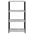 Pemberly Row 4 Wood Shelves Rectangular Bookshelf in Antique White and Black