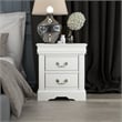 Pemberly Row Contemporary Nightstand with Brushed Nickel Metal Handle in White