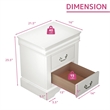 Pemberly Row Contemporary Nightstand with Brushed Nickel Metal Handle in White