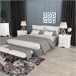 Pemberly Row Contemporary Nightstand with Brushed Nickel Metal Handle in White