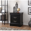 Pemberly Row Contemporary Nightstand with Brushed Nickel Metal Handle in Black
