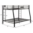 Pemberly Row Metal Frame Full XL over Queen Bunk Bed with Ladder in Sandy Black