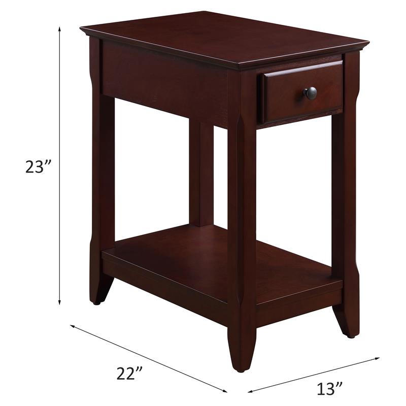 Pemberly Row Wood Accent Table with Storage Drawer and 1 Tier Shelf in Espresso