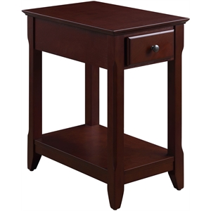 Pemberly Row Wood Accent Table with Storage Drawer and 1 Tier Shelf in Espresso