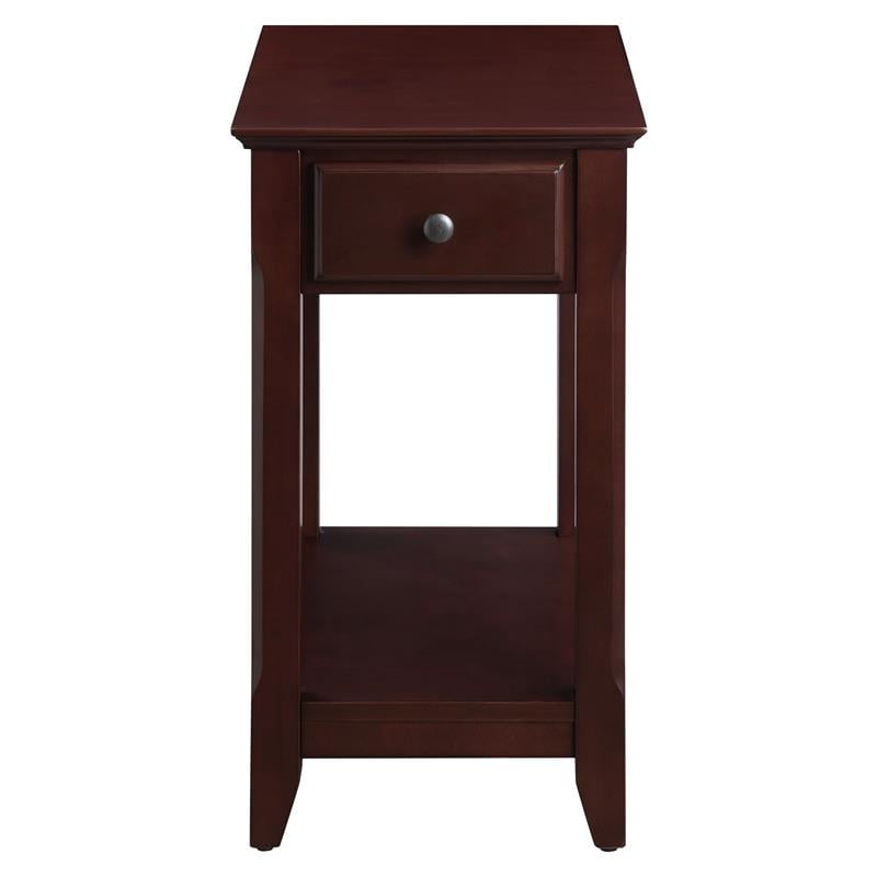 Pemberly Row Wood Accent Table with Storage Drawer and 1 Tier Shelf in Espresso