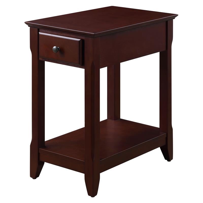 Pemberly Row Wood Accent Table with Storage Drawer and 1 Tier Shelf in Espresso
