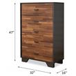 Pemberly Row Wood Rectangular Chest with 5 Storage Drawers in Walnut & Espresso