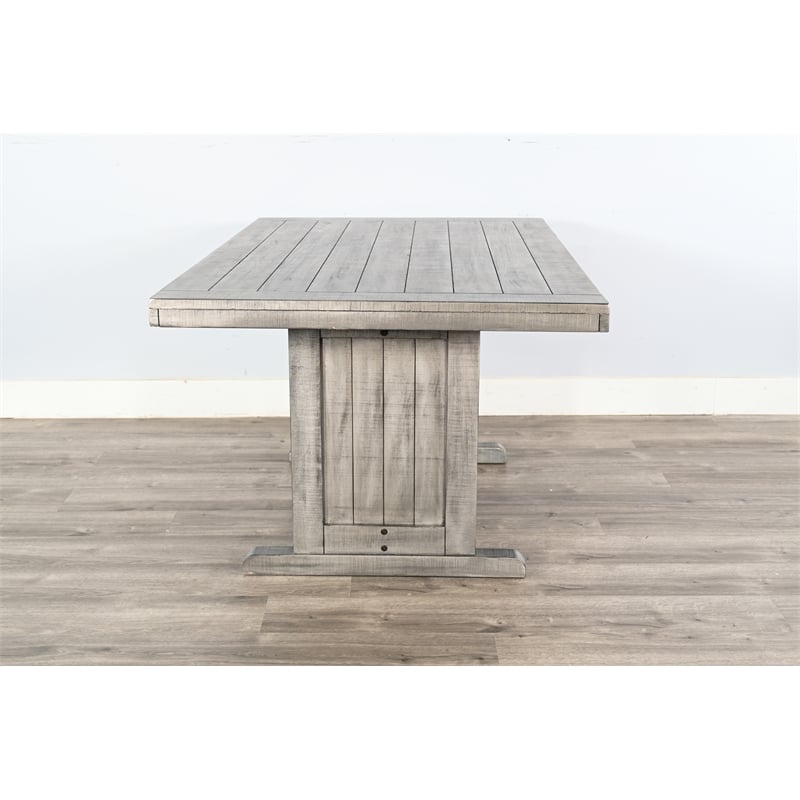 Pemberly Row Contemporary Alpine Gray Wood Breakfast Nook Dining Set